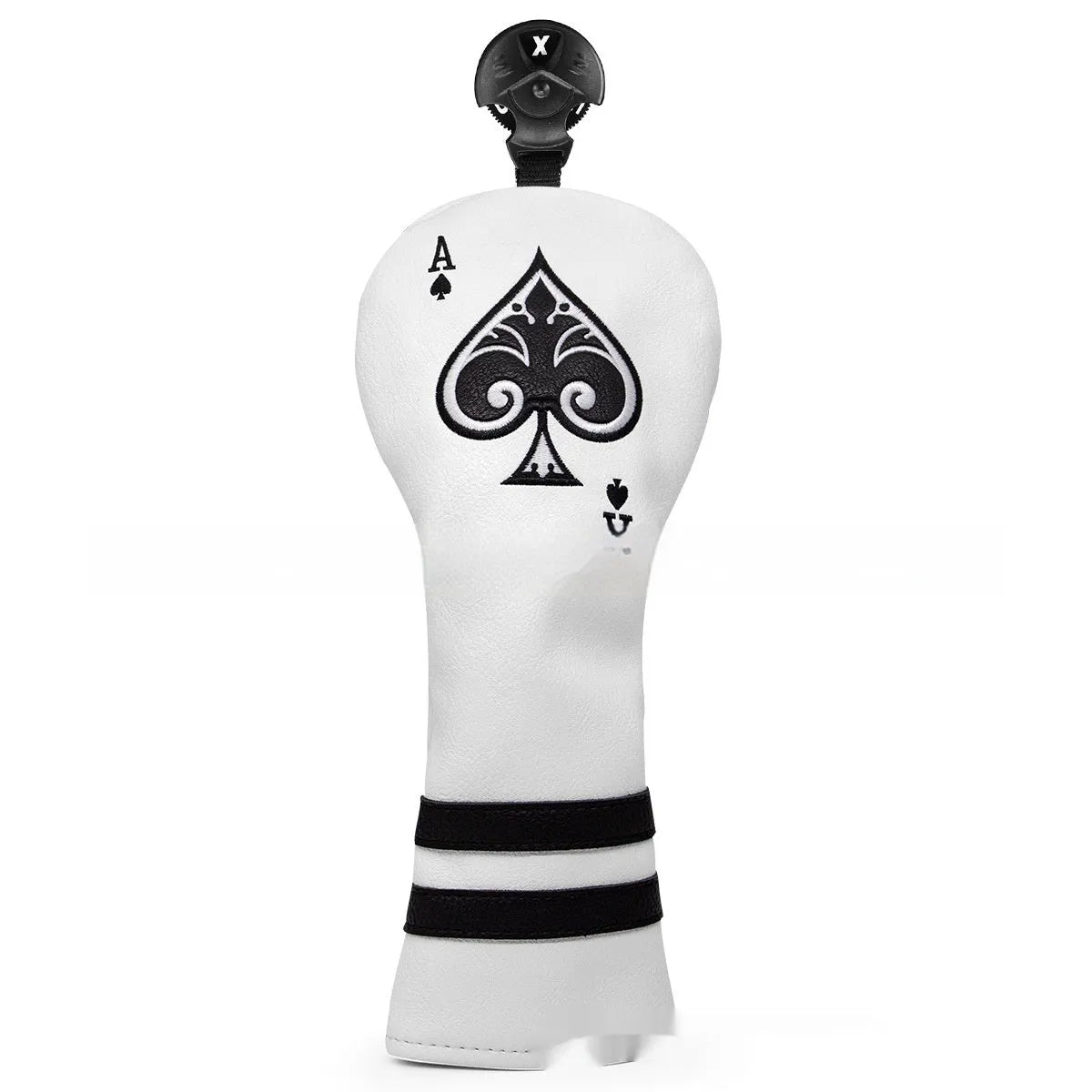 A black PU golf putter sleeve cover designed to protect a standard-sized club head.