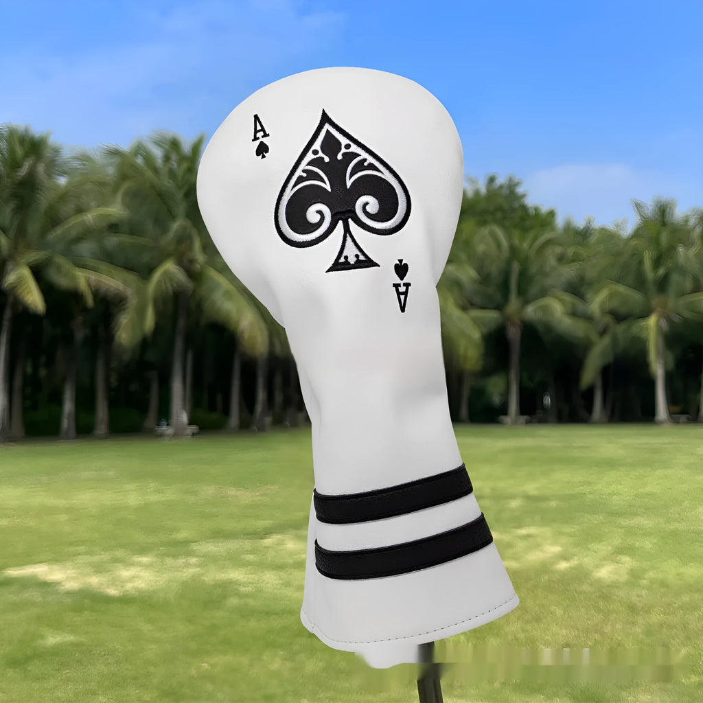 A black PU golf putter sleeve cover designed to protect a standard-sized club head.