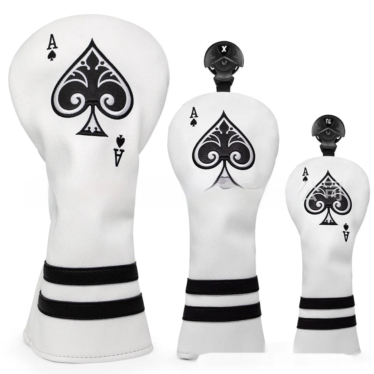 A black PU golf putter sleeve cover designed to protect a standard-sized club head.