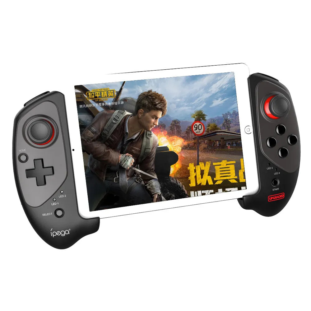 Red telescopic Bluetooth gamepad controller for Android iOS and PC with USB cable