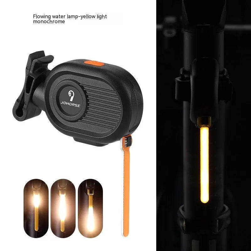 Bicycle running water taillight showing waterfall lighting effect in blue colour with USB Type-C charging port