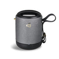 Compact square waterproof Bluetooth speaker in multiple colours with carrying strap.