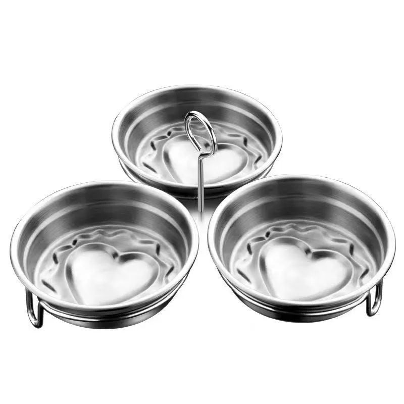 Mini heart-shaped egg steamer in stainless steel for single boiled egg preparation