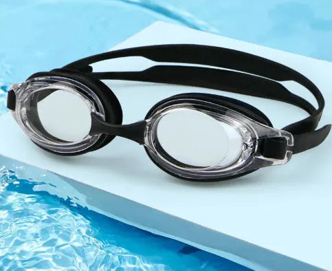 Black prescription swimming goggles for myopia with protective case