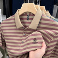 Men's striped mosaic pattern short sleeve casual t-shirt in red, blue, or green colour.