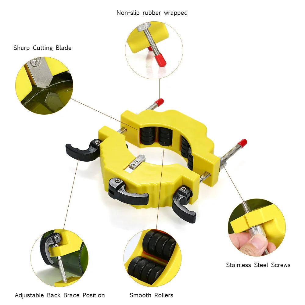 Yellow adjustable glass bottle cutter tool for DIY craft projects with measurement markings