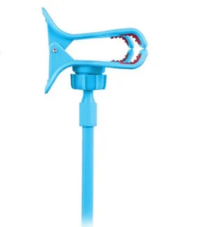 Black portable phone holder with a long 70cm flexible arm and a V-shaped clip mounted on a bed frame.