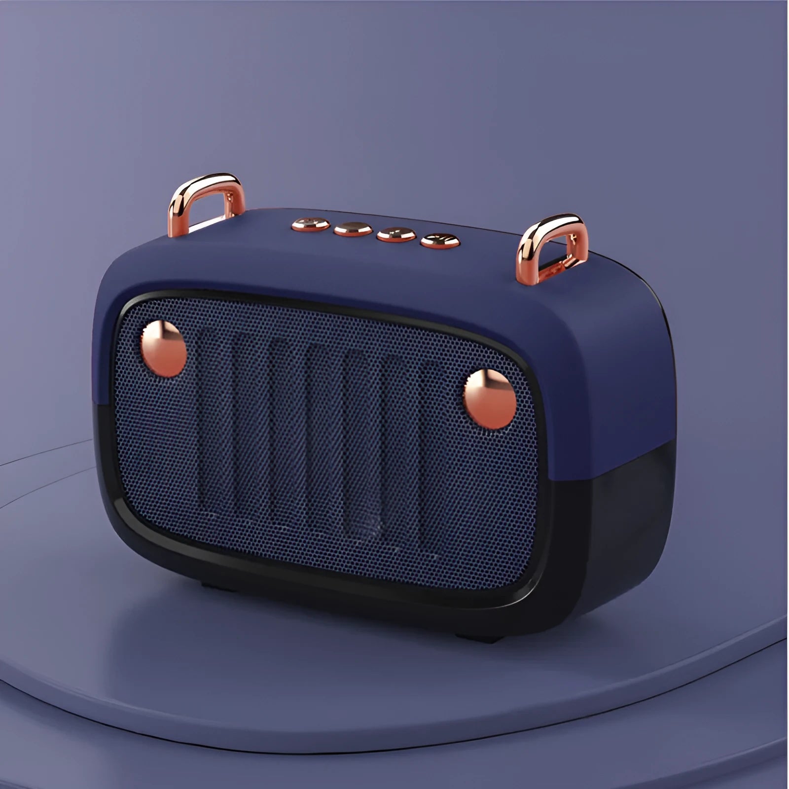 Portable mini Bluetooth speaker with USB port showing colour options: black, blue, green, grey, orange