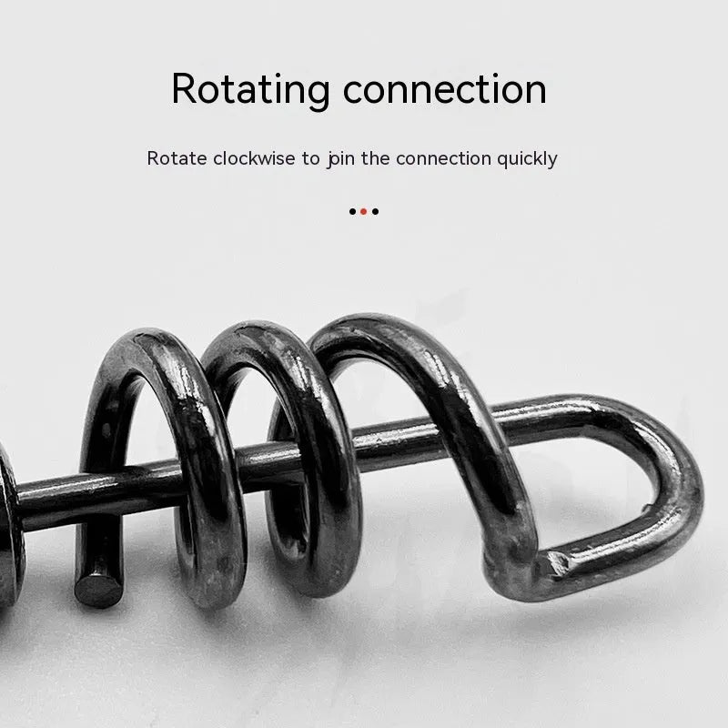 Copper and stainless steel 8-shaped fishing swivel connector in seven different sizes.