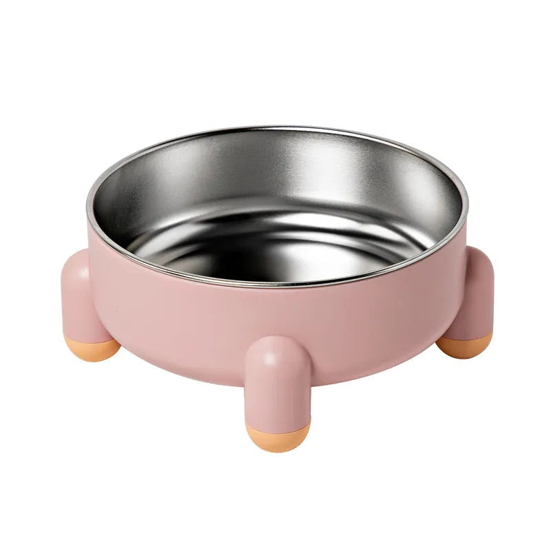Green stainless steel pet bowl with a non-slip base and raised high foot for dogs and cats.