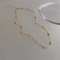 Square geometric clavicle necklace with artificial crystals in gold or white K tone