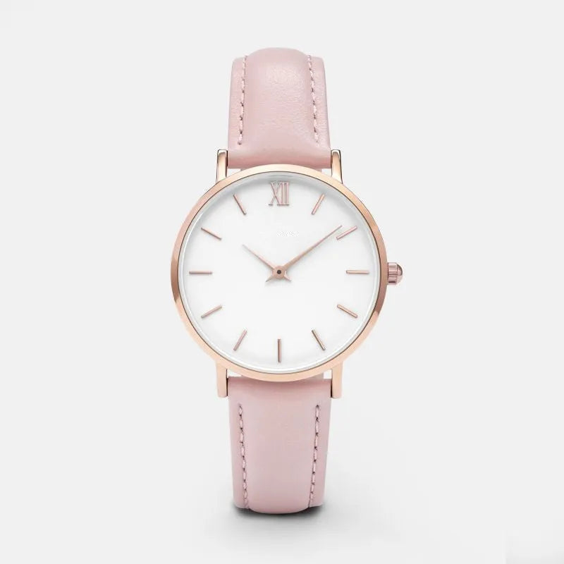Quartz watch with square alloy case and PU leather strap in various colour options