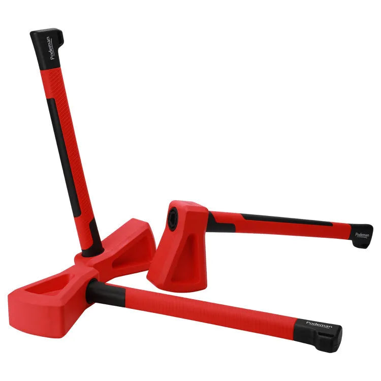 Red plastic axe muscle trainer for home fitness and functional strength workouts