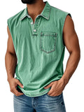 Men's 3D printed polo shirt with button front and short sleeves in loose fit