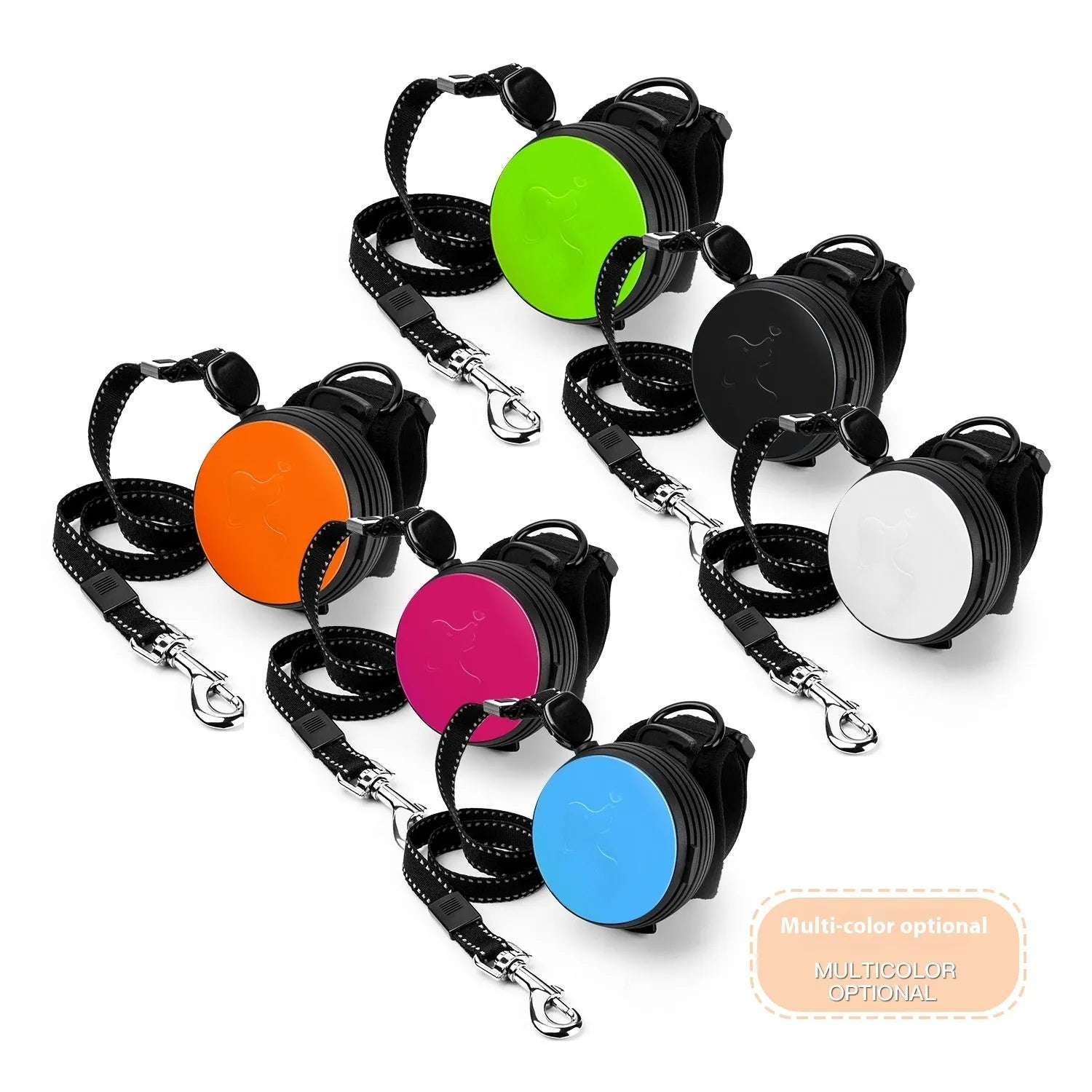 Automatic retractable dog leash with explosion-proof mechanism in six colour options