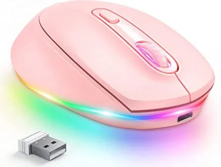 24g wireless optical mouse with USB charging cable on a desk