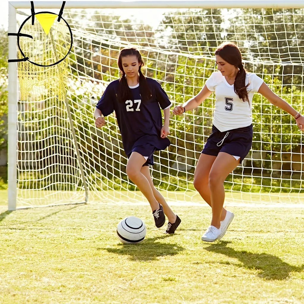 Portable soccer training goal with net measuring 183cm wide by 91cm tall