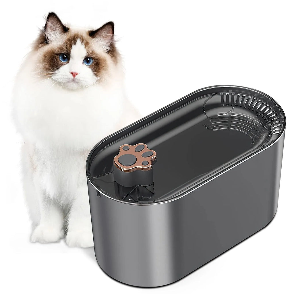 3L capacity automatic pet water fountain with filter in Berlin blue colour, showing pump and LED light