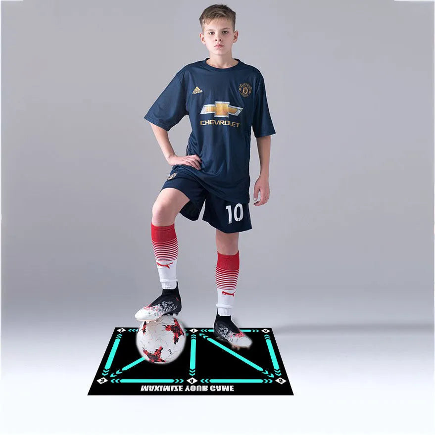 Black 60x90cm non-slip football training mat on grass