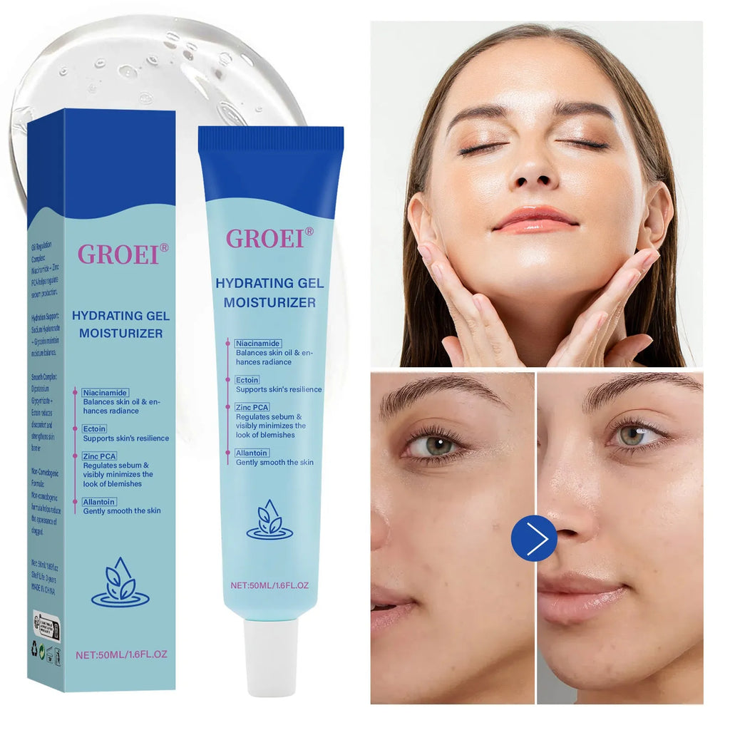 Moisturising facial gel with hyaluronic acid in 50ml packaging