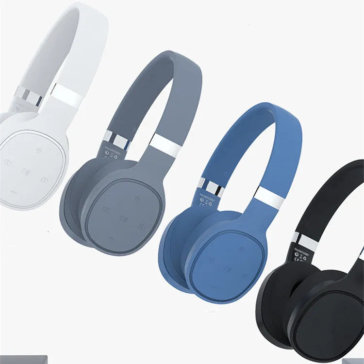 Bluetooth wireless headset with 40mm speakers in black, blue, grey, or white colour options