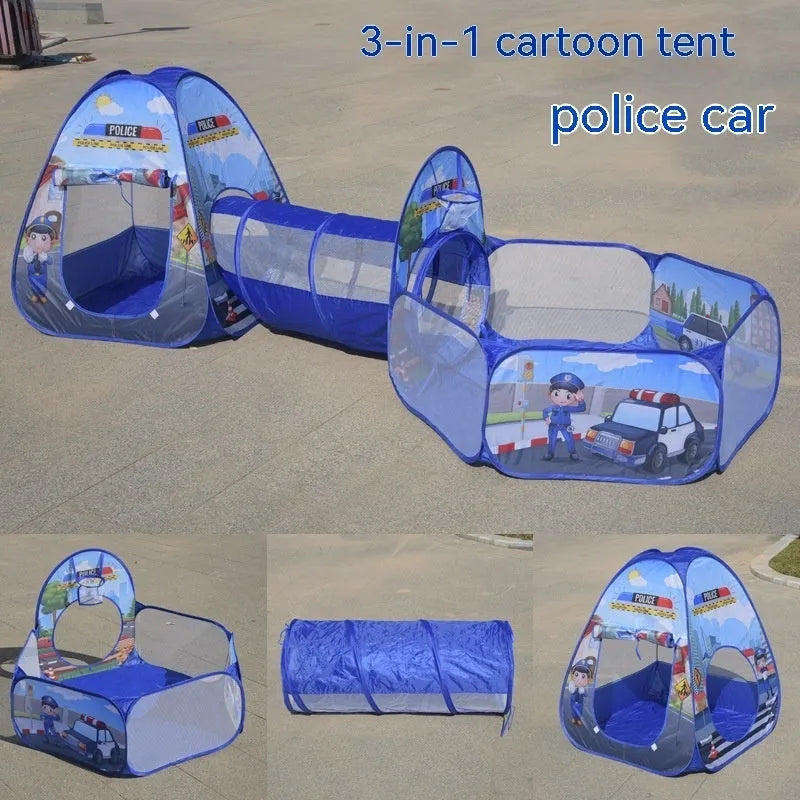 Three-in-one children's cartoon tent with tunnel and ball pool in marine themes for girls aged 4-6