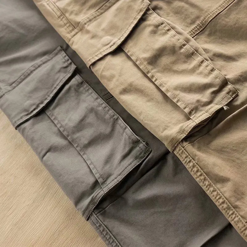 Multi-pocket men's labour protection trousers in cotton fabric with cropped length design