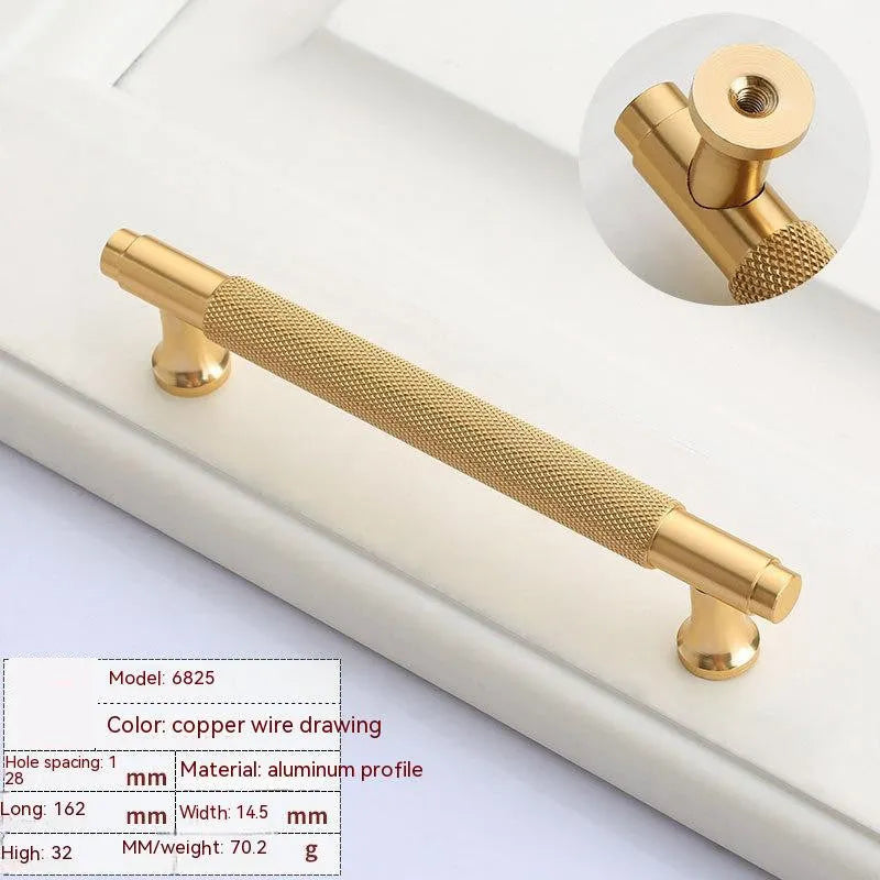 Brushed brass aluminium wardrobe handle for furniture with four hole spacing options