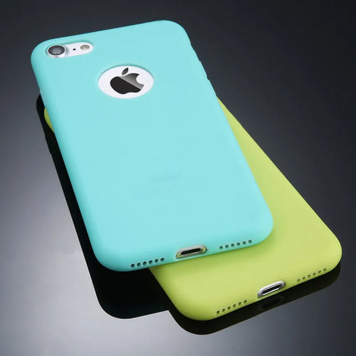 Candy colour soft silicone TPU phone case for iPhone with plain back in six colour options