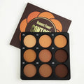 Dark matte eyeshadow palette with nine waterproof shades in a makeup compact