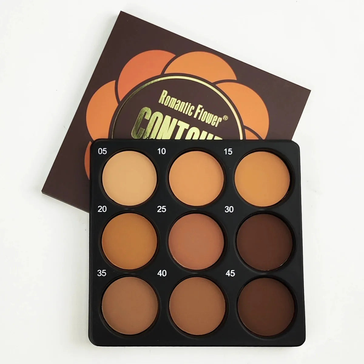 Dark matte eyeshadow palette with nine waterproof shades in a makeup compact