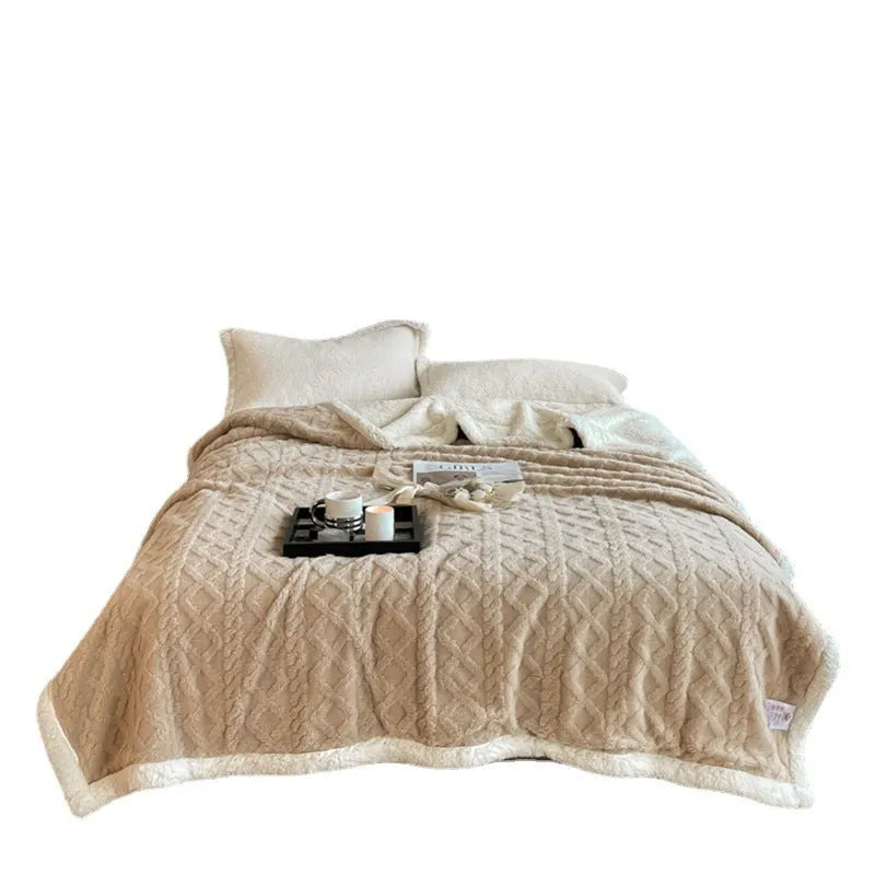 Polyester thermal flannel blanket in tea green colour measuring 180x200cm for winter bedding