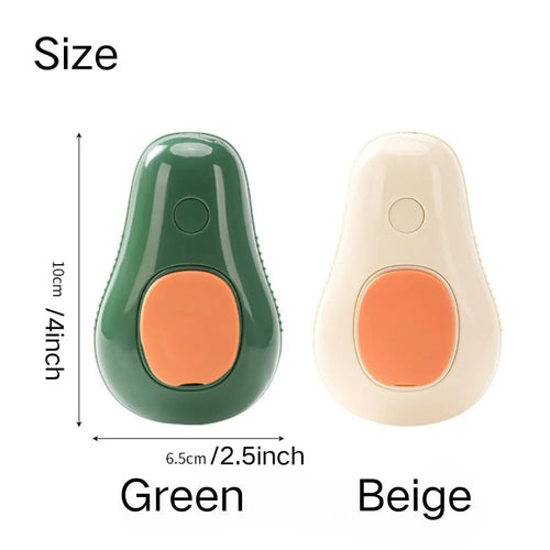 Green and white cat steam brush with silicone bristles and water spray function for pet grooming