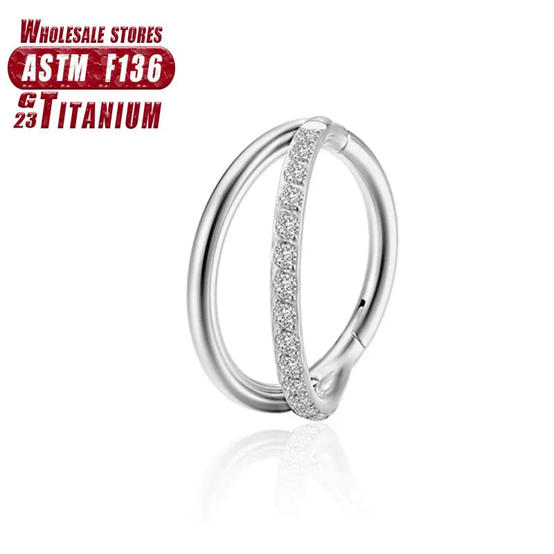 F136 titanium alloy fork nose ring body jewellery in silver, gold, black, and rose gold colours.