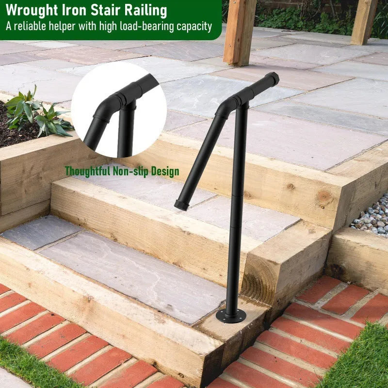 Black metal ladder support bracket for minimalist American-style staircases