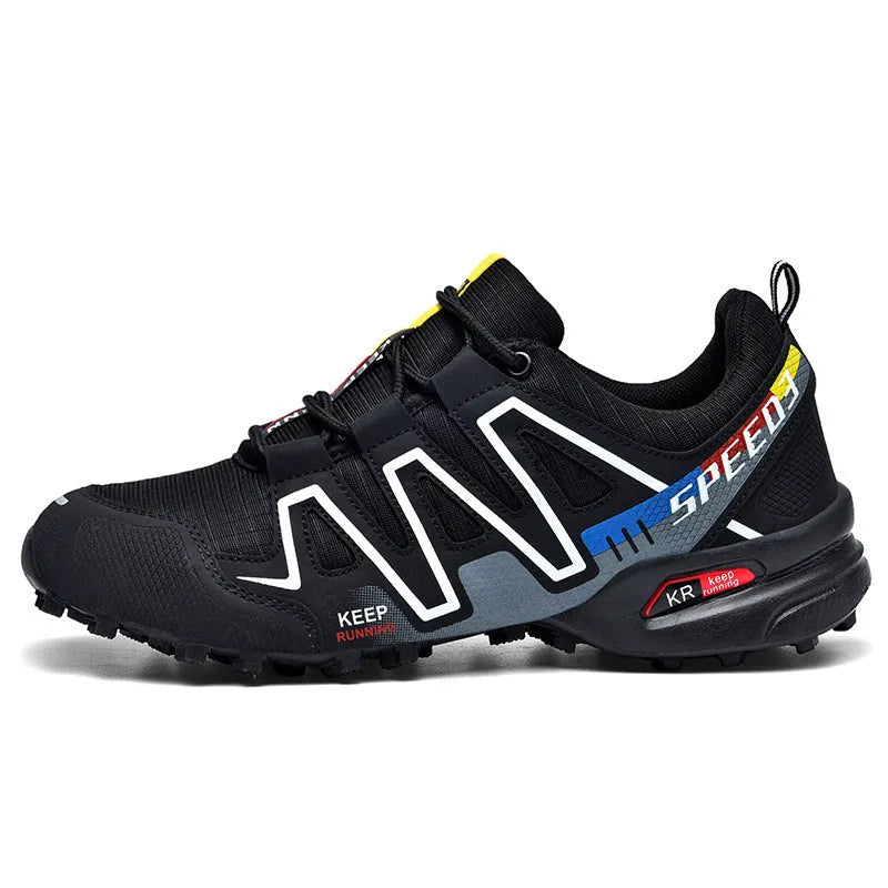 Plus size men's casual running shoes in synthetic leather with mesh lining and rubber sole