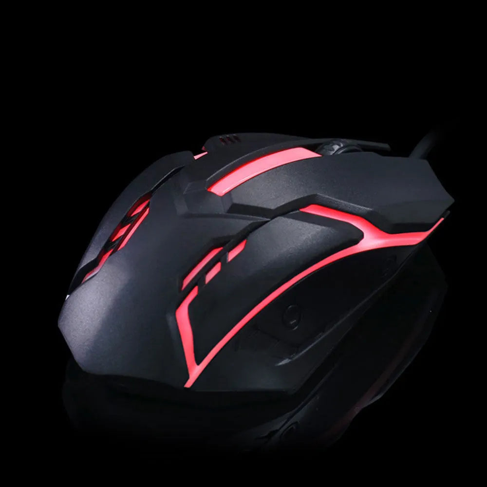 Wired USB mouse with colourful glow effects, 1600 DPI sensor, and 120mm size