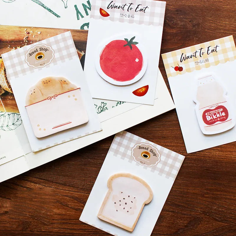 Food Bread Handbook Note Paper showing 30 sheets of 80g paper in 85mm x 120mm size with four colour design options