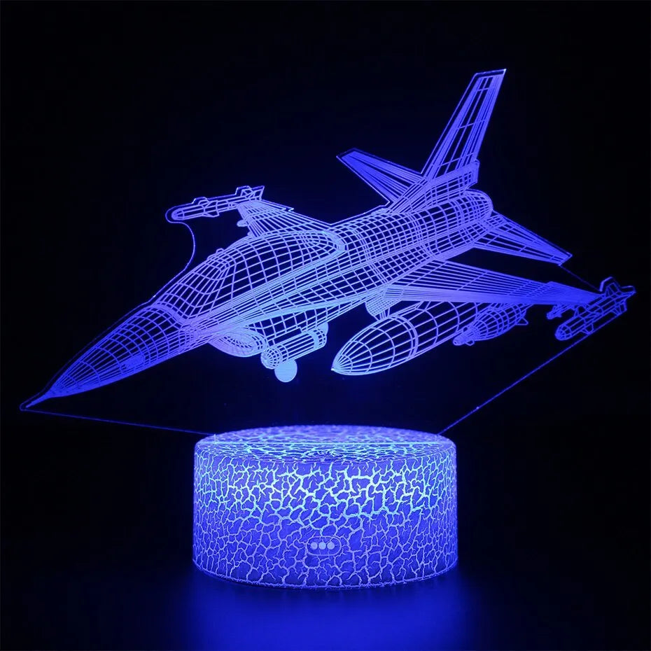 Cartoon airplane shaped night light with acrylic shade and touch switch