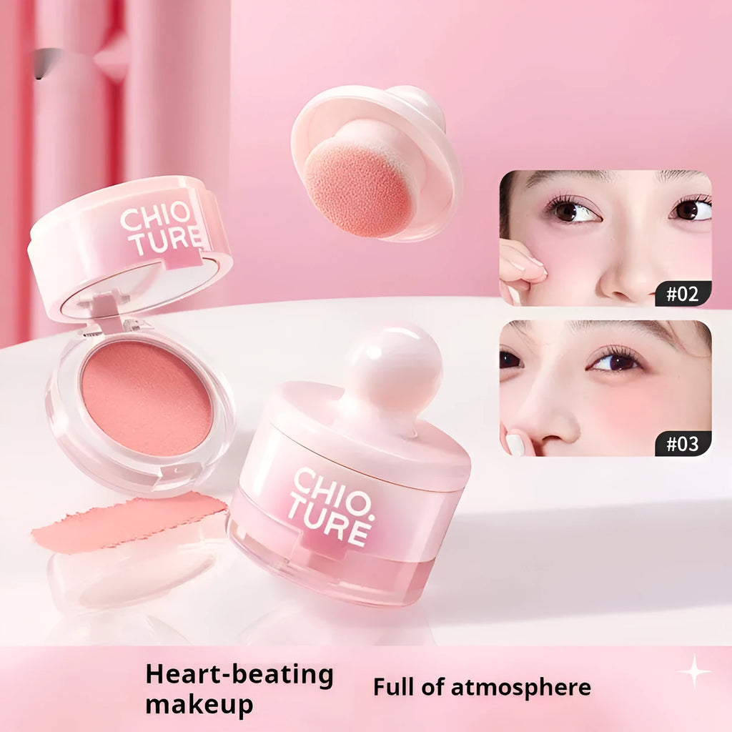 Can powder blusher mud compact in nude shimmer shades: Oxygenated White Peach, Sweet Potato Heartbeat, Sugar Heart Melon, Good Peanut.
