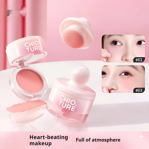 Can powder blusher mud compact in nude shimmer shades: Oxygenated White Peach, Sweet Potato Heartbeat, Sugar Heart Melon, Good Peanut.