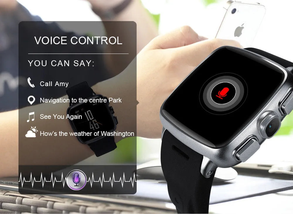 Z01 smart watch with 1.54 inch HD screen shown in black and white colour options on a wrist.