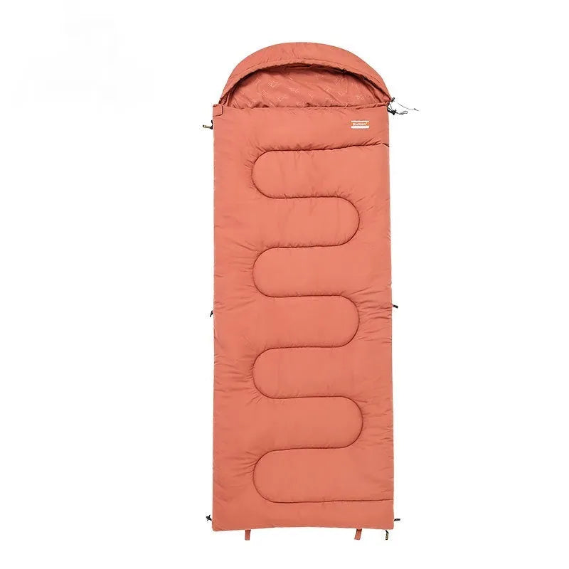 Ochre and olive green cotton camping sleeping bag quilt for outdoor use