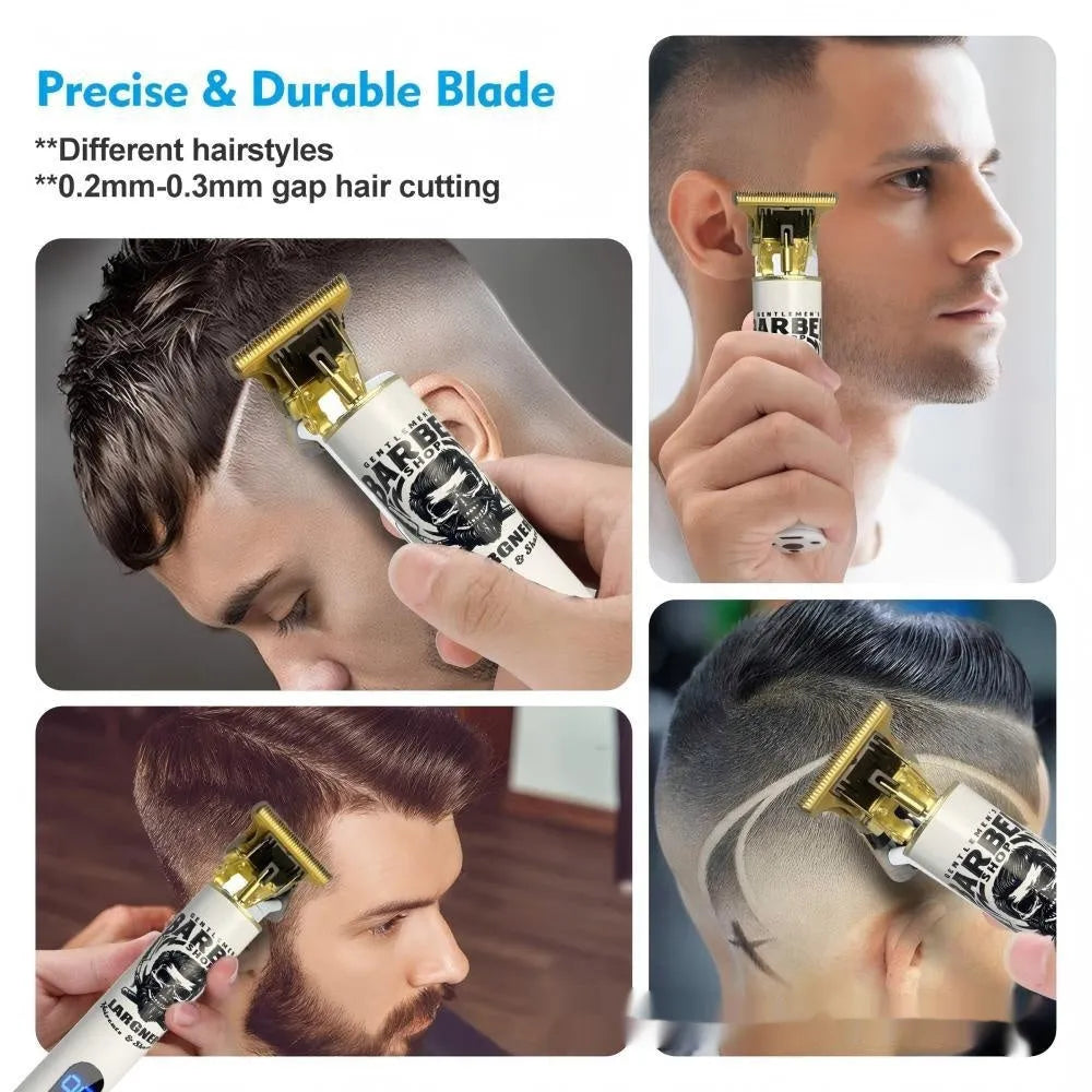 Rechargeable stainless steel hair clipper with plastic body and USB charging cable
