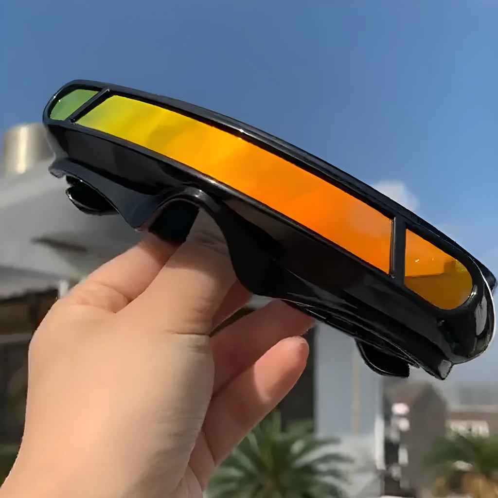 Black PC frame sports sunglasses with polarized colour film lenses for outdoor activities