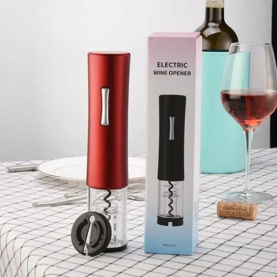 Black electric wine bottle opener with foil cutter, 23.5 cm length