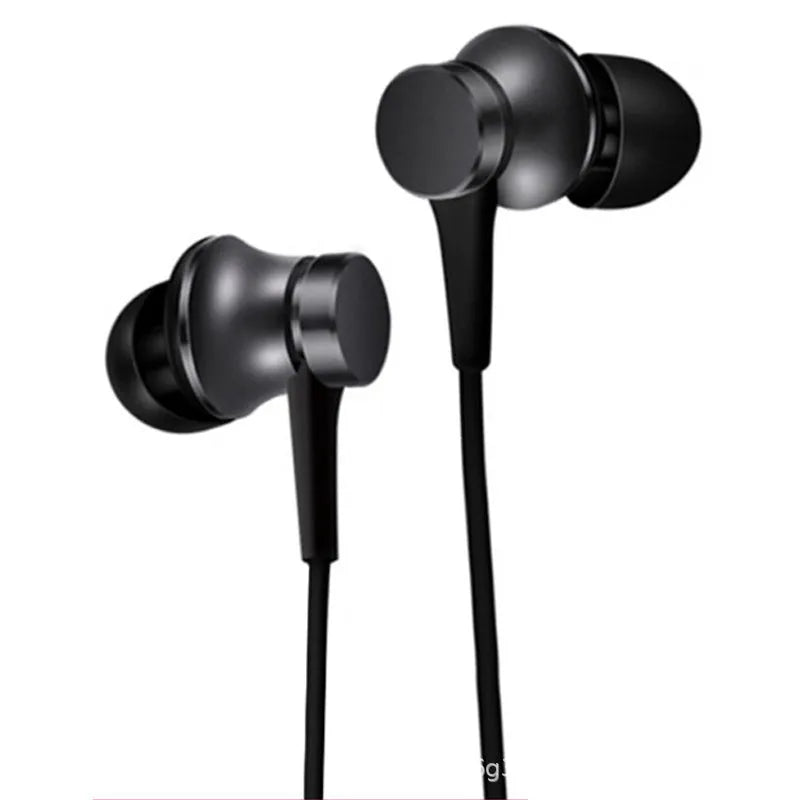 Black, blue and red piston in-ear headphones with 3.5mm wired connection