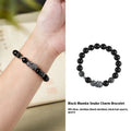 Men's S925 sterling silver snake year bracelet with 10mm black obsidian crystal and retro zodiac design