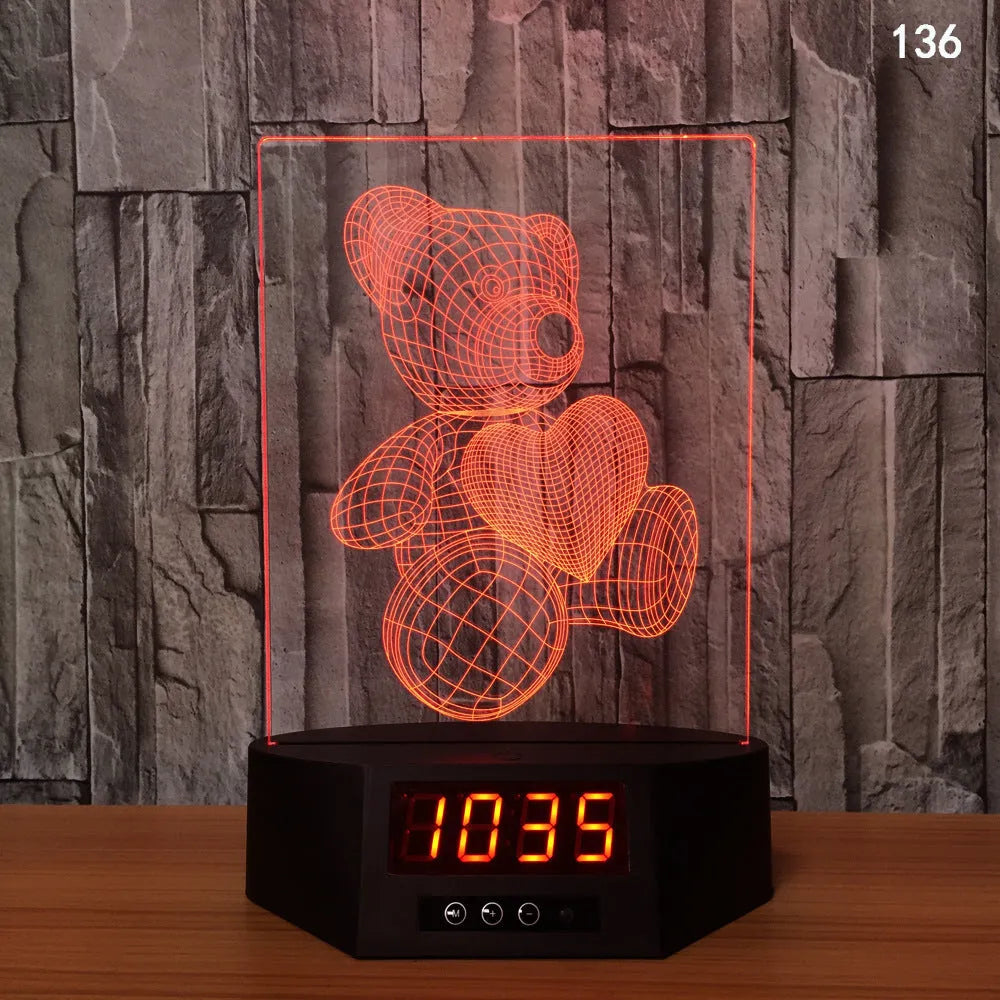 Glowing blue dolphin 3D night light with wireless charging base and remote control on wooden table