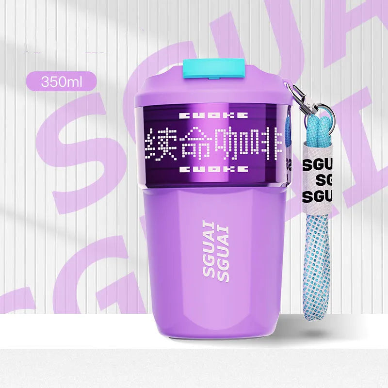 Japanese style stainless steel portable coffee cup with 50mL capacity in blue, grey, orange, white, and purple colour options.